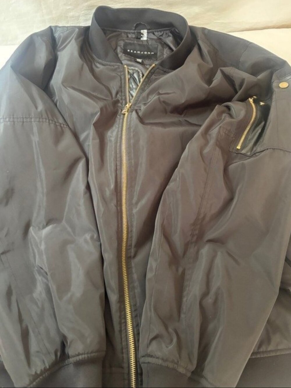 Sean John Black Bomber Jacket with Gold Hardware. Size 2XL